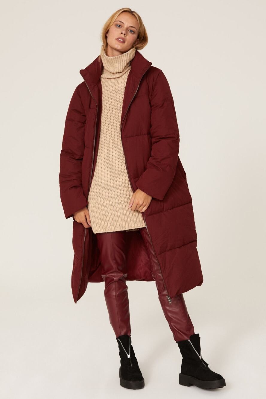 Sweet Baby Jamie Ruby Red Zip Up Long Sleeve Midi Winter Puffer Coat Size XS